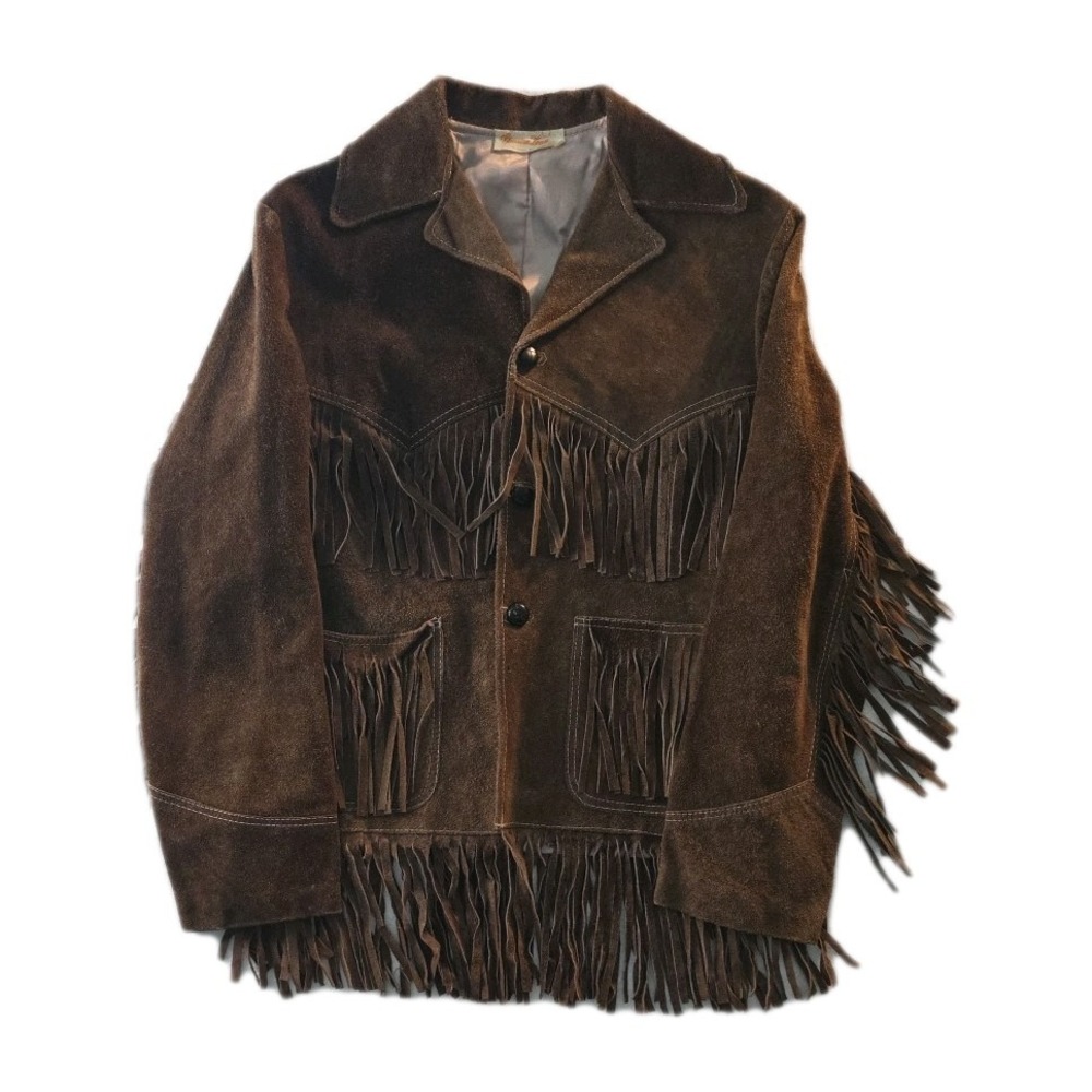 Vintage Genuine Suede Leather Fringe Jacket